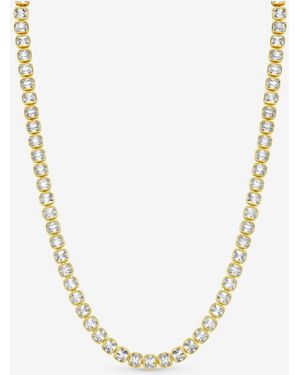 Jon Richard Plated 18K And Crystal Tennis Necklace - Natural