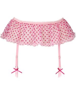 Ann Summers Ann Summers Pale Tease And Trouble Spot Mesh Skirted Suspender Belt - Pink