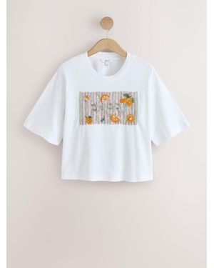Next Sparkle Capri Short Sleeve Crew Neck T-Shirt - White