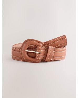 Next Tan Wide Covered Buckle Belt - Brown