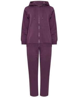 M Com Sweat Top & Straight Leg Sweatpants Set - Purple