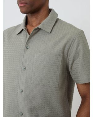 Threadbare Textured Cotton Short Sleeve Shirt - Green