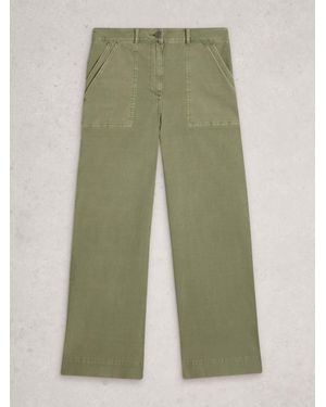 White Stuff Twister Chino Wide Leg Pants - Green