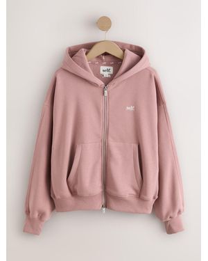 Self Mauve Hooded Zip Up Jacket - Pink