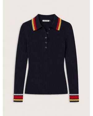Baukjen Nora Merino Wool Polo Top - Blue