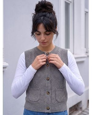 Roman Cable Knit Vest Top - Gray
