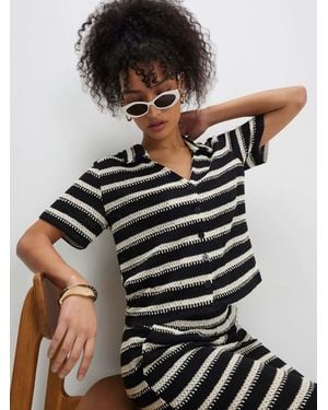 River Island Stripe Textured Cropped Shirt - Black