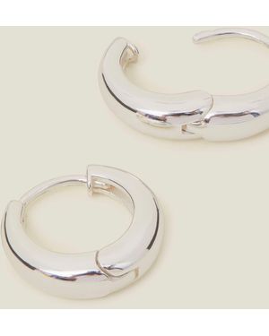 Accessorize Tone Sterling Chunky Huggie Hoops Earrings - Natural