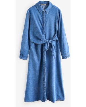 Smith & Soul Denim Midi Shirt Dress - Blau