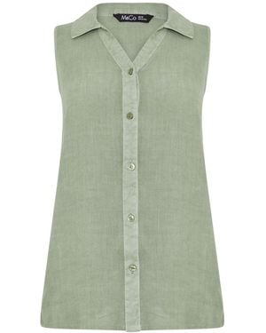M Com Sleeveless Collared Shirt - Green