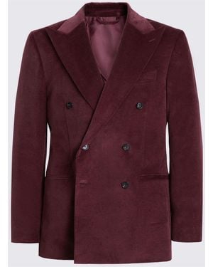 Moss Tailored Fit Corduory Suit Jacket - Purple