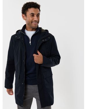 Threadbare Showerproof Hooded Longline With Patch Pockets Jacket - Blue