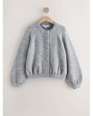 Next Long Sleeve Crew Neck Bomber Cardigan - Gray