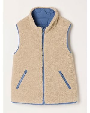 FatFace Fatface Luna Colorblock Petite Reversible Padded Borg Fleece Gilet - Blue