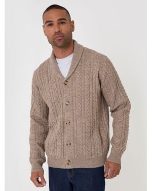 Threadbare Cable Knit Shawl Cardigan - Natural