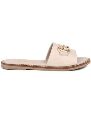 Jones Bootmaker Jones Bootmaker Taupe Emillina Leather Buckle Mule Sandals - Pink