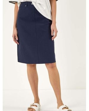 Roman A-Line Pocket Stretch Skirt - Blue