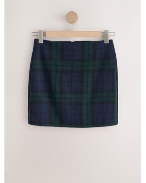 Next N. Premium Check Mini Skirt With Wool - Blau