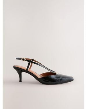 Next Forever Comfort Leather Hardware Slingback Heels - Natural