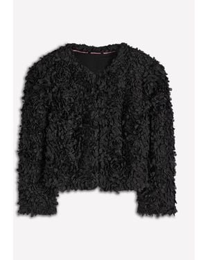 Boden Petal Textured Cropped Jacket - Black