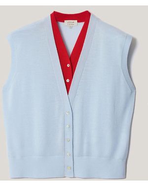 Jigsaw Merino Double Layer Tank Sweater - Blue