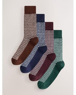 Next Herringbone Twist Ribbed Socks 4 Pack - Red
