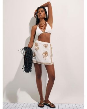 River Island Beaded Mini Skirt - Natural