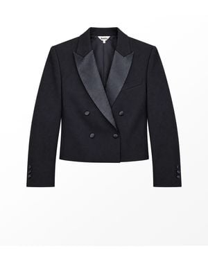 Ro & Zo Satin Tuxedo Blazer - Blue