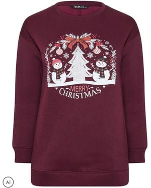 Yours Curve 'Merry Christmas' Snowman Novelty Sweatshirt - Purple