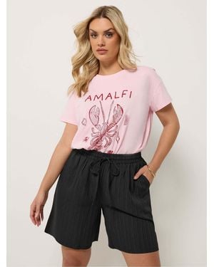 Yours Curve Yours Curve Textured Woven Shorts - Pink