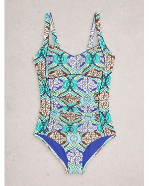 White Stuff Splash Tummy Control Swimsuit - Blue