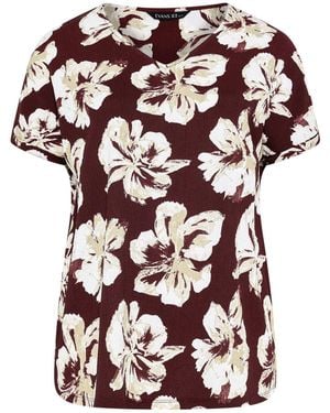 Evans Floral V-Neck Top - Red