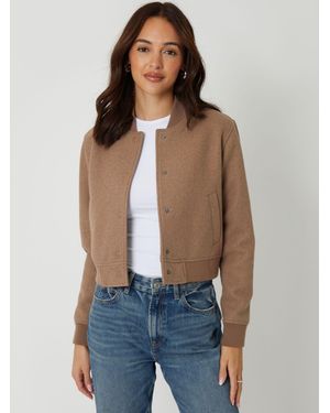 Threadbare Faux Wool Bomber Jacket - Blue