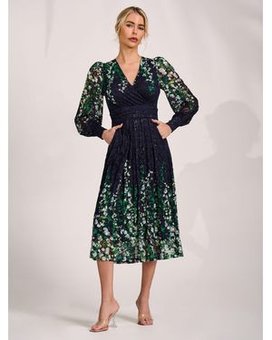 green emerald velvet dress Jolie Moi Elenora Ruched Sleeve Maxi Dress, Green Floral  Jolie Moi Retail
