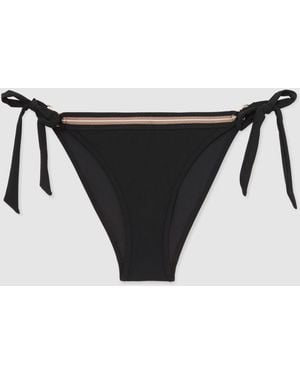 Reiss Riva Contrast-Stripe Side-Tie Bikini Bottoms - Black