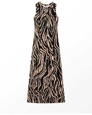 Ro & Zo Petite Zebra Print Seam Detail Jersey Dress - White