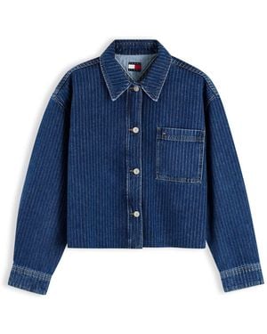 Tommy Hilfiger Stripe Relaxed Denim Shirt - Blue