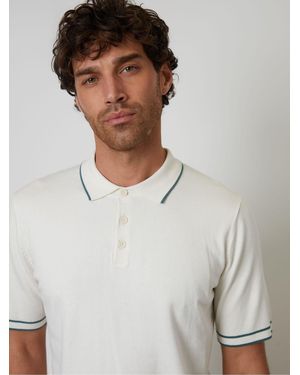 Threadbare Knitted Short Sleeve Polo Shirt - White