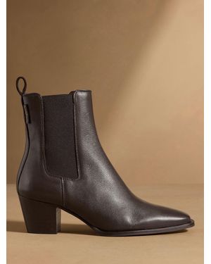 Russell & Bromley Leather Calle Block Heel Chelsea Boots - Brown