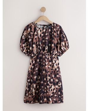 Next Puff Sleeve Mini Dress - Multicolor