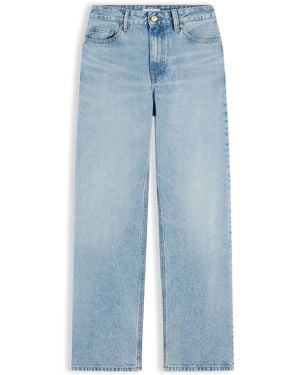 Tommy Hilfiger Tone Button Mid Rise Loose Straight Jeans - Blue
