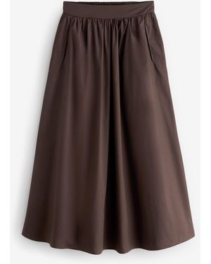 Threadbare Midi Skirt With Pockets - Brown