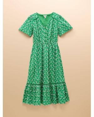Joules Harriet Broderie Midi Dress - Green