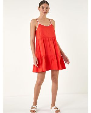 Roman Embellished Strappy Tiered Dress