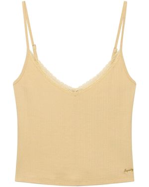 Superdry Athletic Essentials V-Neck Pointelle Cami Top - Natural