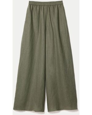 Jigsaw Linen Wide Leg Palazzo Trousers - Green