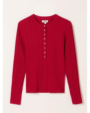 FatFace Fatface Mae Knitted Henley Sweater - Red