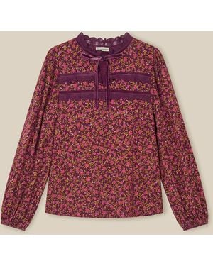 Monsoon Sophie Floral Print Jersey Top - Red