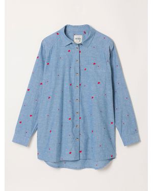 FatFace Fatface Chambray Bessie Embroidered Check Shirt - Blue