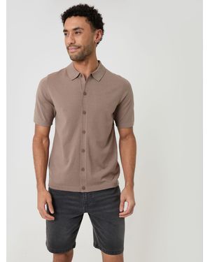 Threadbare Knitted Short Sleeve Shirt - Gray